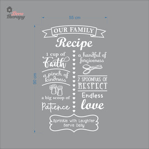 Family Recipe Cup Of Faith Pinch Of Kindness Big Scoop Of Patience Wall Decal Decotherapy