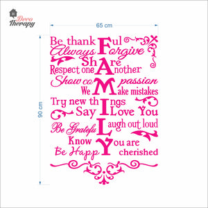 Family Rules Be Thankful Always Forgive Share Respect Wall Decal Decotherapy