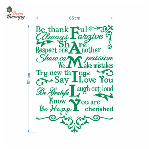 Family Rules Be Thankful Always Forgive Share Respect Wall Decal Decotherapy