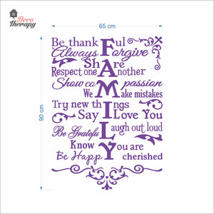 Family Rules Be Thankful Always Forgive Share Respect Wall Decal Decotherapy