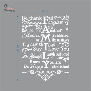 Family Rules Be Thankful Always Forgive Share Respect Wall Decal Decotherapy