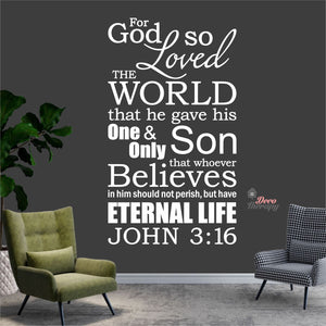 For God So Loved The World John 3:16 V2 Wall Decal Decotherapy