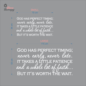 God Has Perfect Timing Never Early Never Late Wall Decal Decotherapy