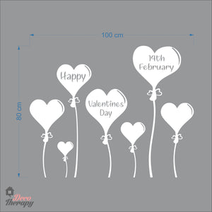 Hearts Balloon Happy Valentines Day 14th February DIY Wall Decal Decotherapy