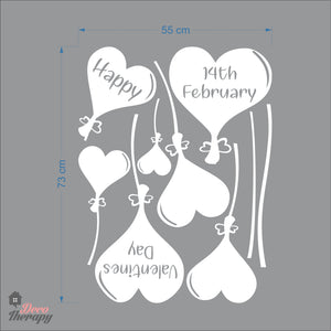 Hearts Balloon Happy Valentines Day 14th February DIY Wall Decal Decotherapy