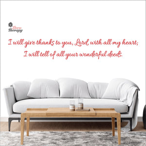 I Will Give Thanks To You Will All My Heart Wall Decal Decotherapy
