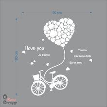 Load image into Gallery viewer, I Love You Bike Tied Big Flying Red Heart DIY Wall Decal Decotherapy