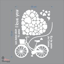 Load image into Gallery viewer, I Love You Bike Tied Big Flying Red Heart DIY Wall Decal Decotherapy