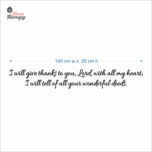 I Will Give Thanks To You Will All My Heart Wall Decal Decotherapy