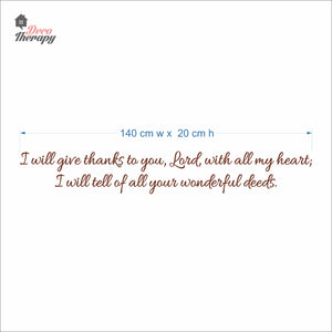 I Will Give Thanks To You Will All My Heart Wall Decal Decotherapy