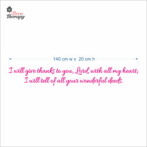 I Will Give Thanks To You Will All My Heart Wall Decal Decotherapy