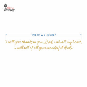 I Will Give Thanks To You Will All My Heart Wall Decal Decotherapy