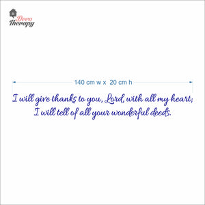 I Will Give Thanks To You Will All My Heart Wall Decal Decotherapy