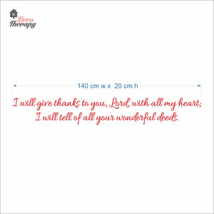 I Will Give Thanks To You Will All My Heart Wall Decal Decotherapy