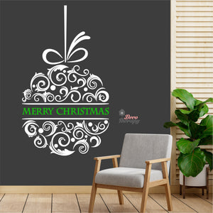 Merry Christmas Ribbon Ball Wall Decal Decotherapy