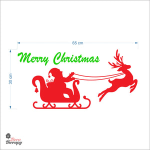 Merry Christmas Santa Reindeer Wall Decal