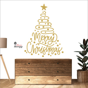 Merry Christmas Swirl Tree Wall Decal Decotherapy
