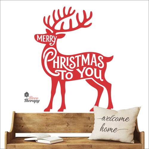 Merry Christmas To You With Deer Wall Decal Decotherapy