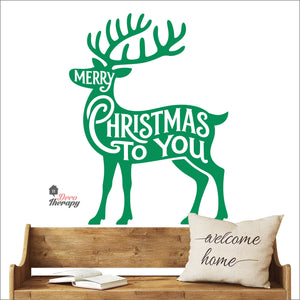 Merry Christmas To You With Deer Wall Decal Decotherapy