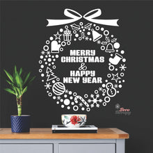 Load image into Gallery viewer, Merry Christmas &amp; Happy New Year Wreath Wall Decal Decotherapy