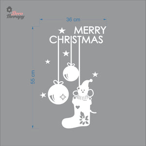 Merry Christmas Hanging Bells and Socks Wall Decal Decotherapy