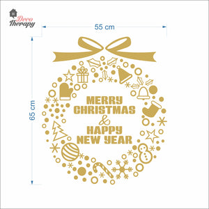 Merry Christmas & Happy New Year Wreath Wall Decal Decotherapy
