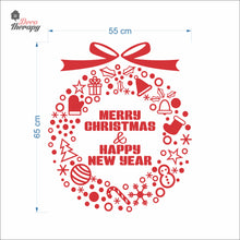 Load image into Gallery viewer, Merry Christmas &amp; Happy New Year Wreath Wall Decal Decotherapy
