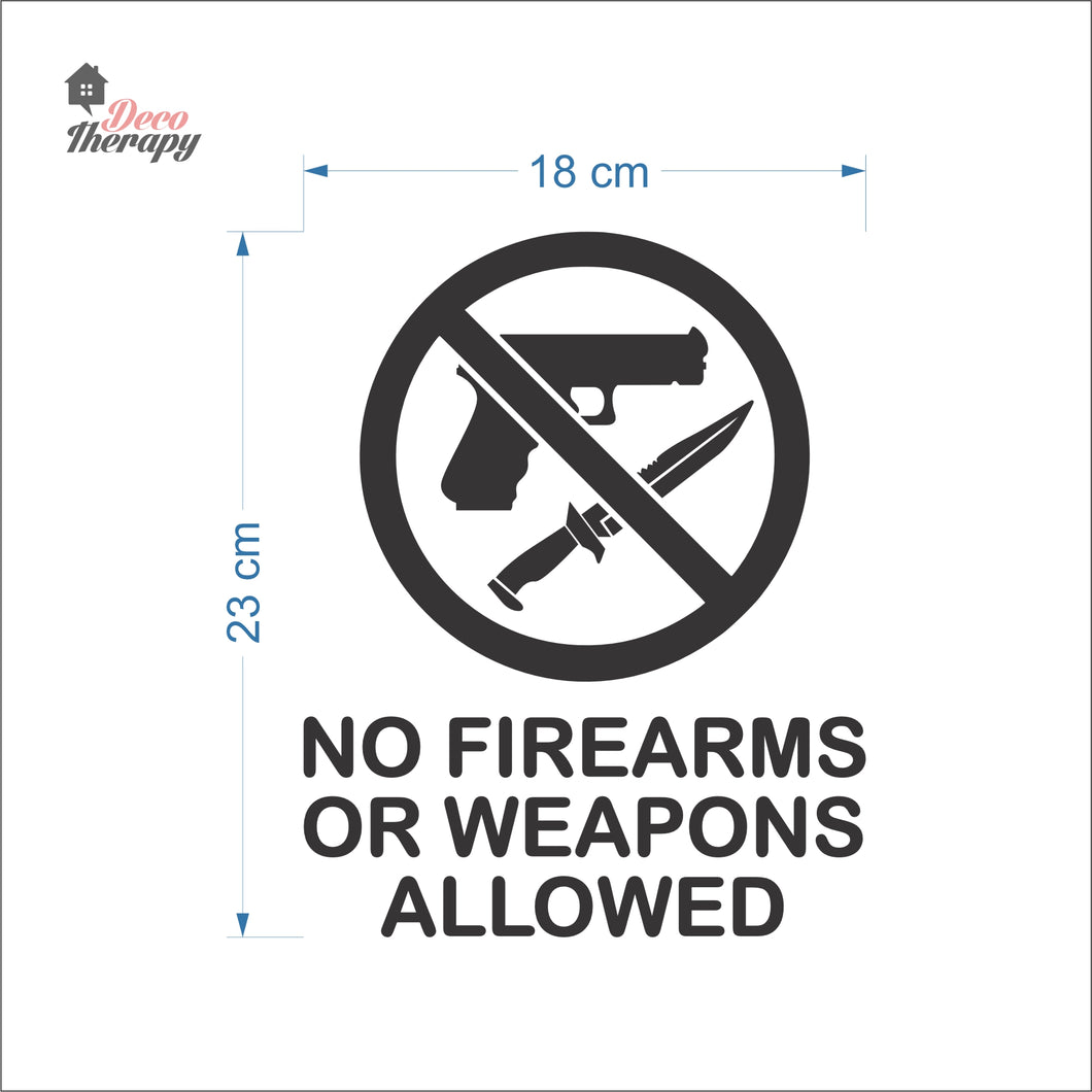 No Firearms Or Weapons Allowed Sign Sticker Self-Adhesive Decotherapy