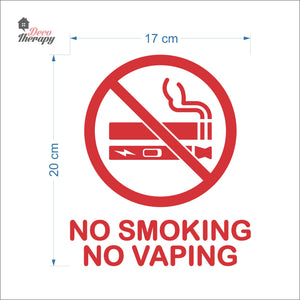 No Smoking No Vaping Round Sign Sticker Self-Adhesive Decotherapy