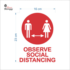 Observe Social Distancing Sign Sticker Self-Adhesive Decotherapy