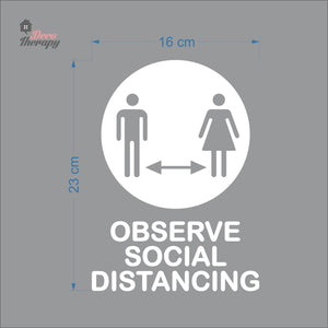 Observe Social Distancing Sign Sticker Self-Adhesive Decotherapy