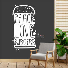 Load image into Gallery viewer, Peace Love Burgers Wall Decal