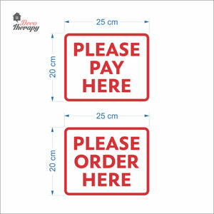 Please Pay Here Please Order Here Sign Sticker Self-Adhesive Decotherapy