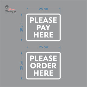 Please Pay Here Please Order Here Sign Sticker Self-Adhesive Decotherapy