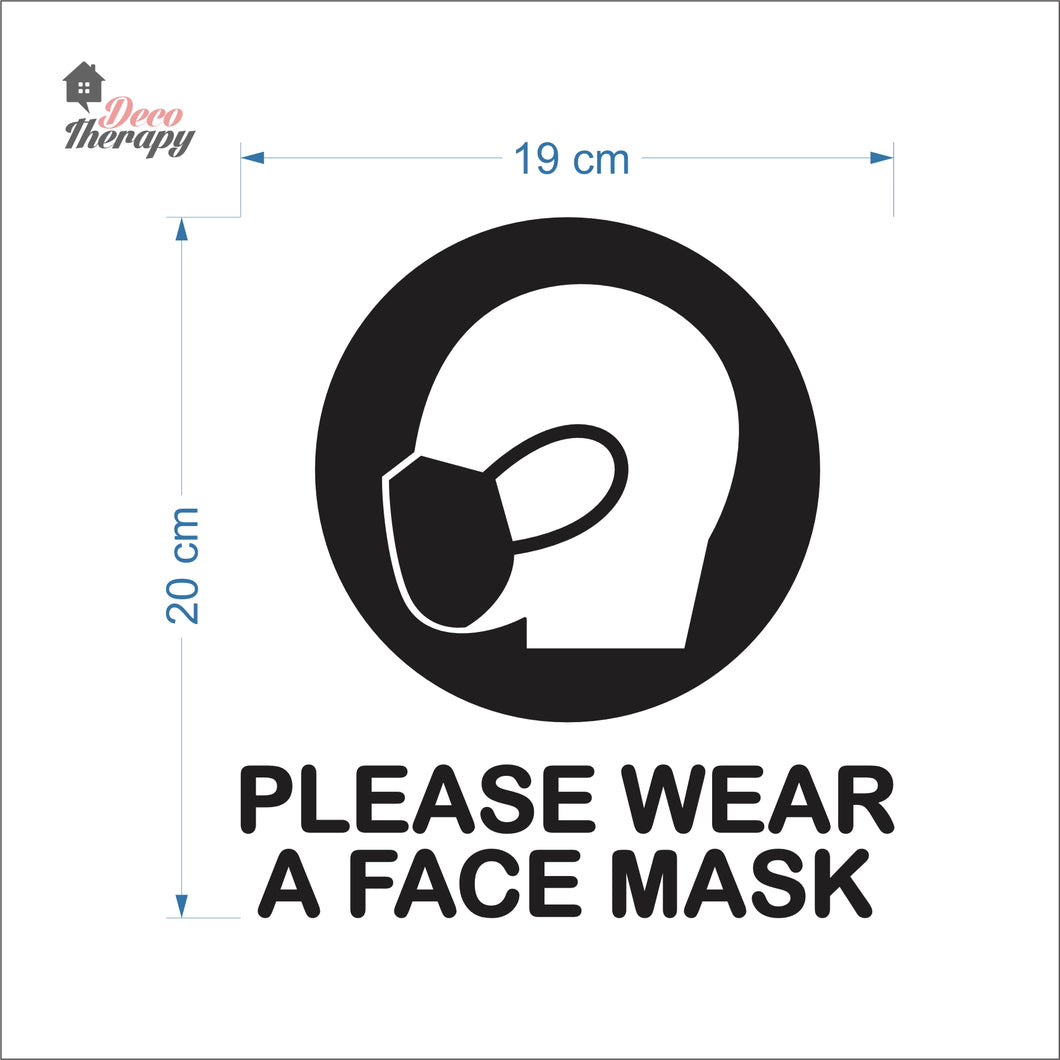 Please Wear A Face Mask Round Sign Sticker Self-Adhesive Decotherapy
