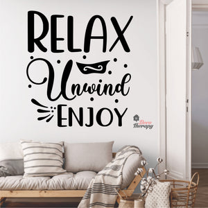 Relax Unwind Enjoy Skin Care Spa Salon Wall Decal Decotherapy