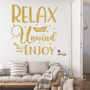 Relax Unwind Enjoy Skin Care Spa Salon Wall Decal Decotherapy