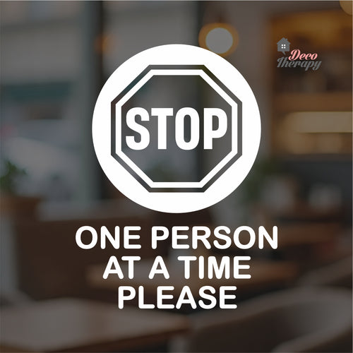 Stop One Person At A Time Please Sign Sticker Self-Adhesive Decotherapy