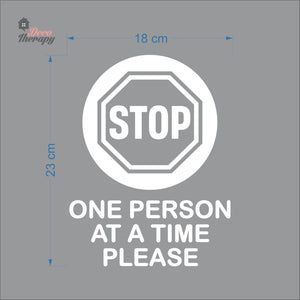 Stop One Person At A Time Please Sign Sticker Self-Adhesive Decotherapy