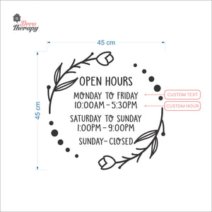 Customized Store Hours Wall Decal Decotherapy