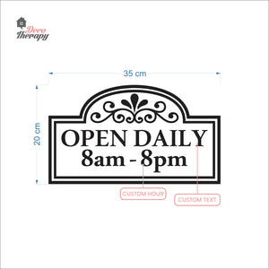 Customized Store Hours Wall Decal Decotherapy