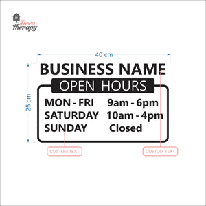 Customized Store Hours Wall Decal Decotherapy