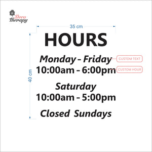 Customized Store Hours Wall Decal Decotherapy
