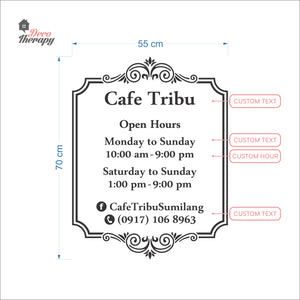 Customized Store Hours Wall Decal Decotherapy