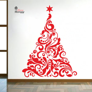 Swirl Christmas Tree Wall Decal