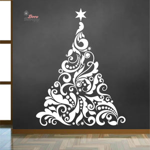 Swirl Christmas Tree Wall Decal