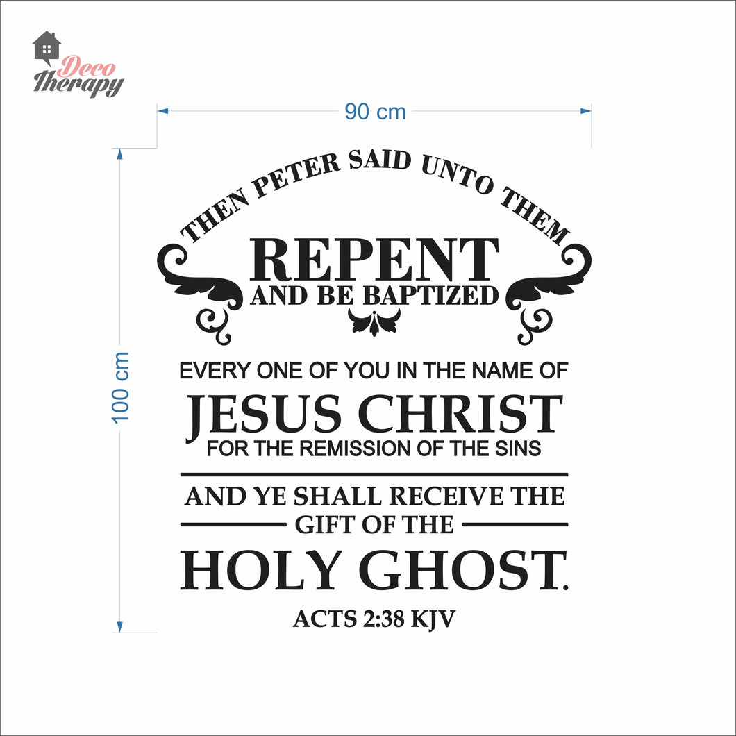 Then Peter Said Unto Them Repent And Be Baptized Wall Decal Decotherapy