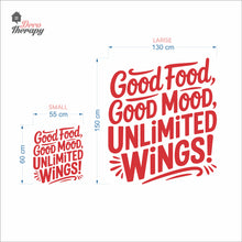 Load image into Gallery viewer, Unlimited Wings Good Food Good Mood Chicken Wings Wall Decal