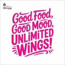 Load image into Gallery viewer, Unlimited Wings Good Food Good Mood Chicken Wings Wall Decal