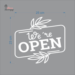 We're Open Door Sign Sticker Self-Adhesive Decotherapy
